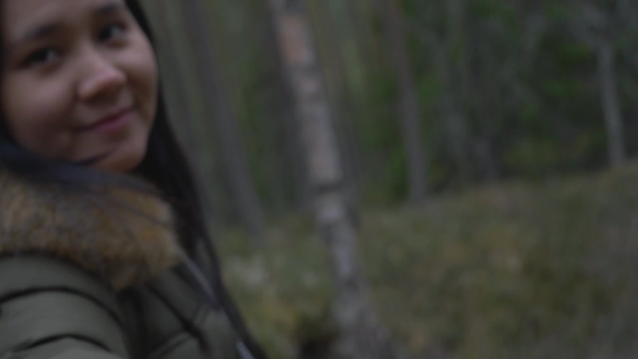 Holding hands, Girl takes cameraman for a walk