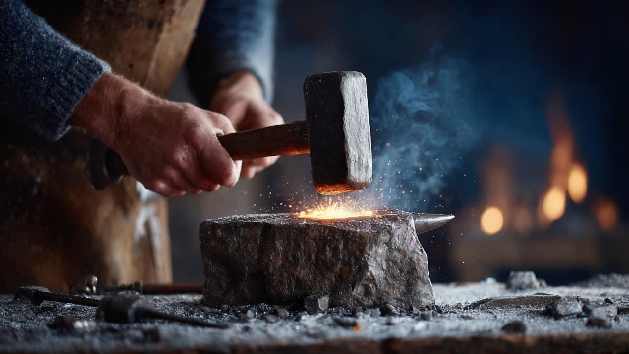 The Art of Blacksmithing: Crafting Metal with Precision and Passion through Hammering and Heat in a Traditional Forging Environment