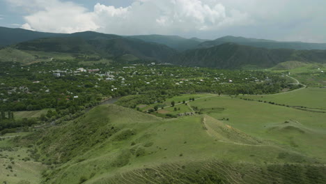 aerial view of rural landscape near aspindza in lesser caucasus, georgia