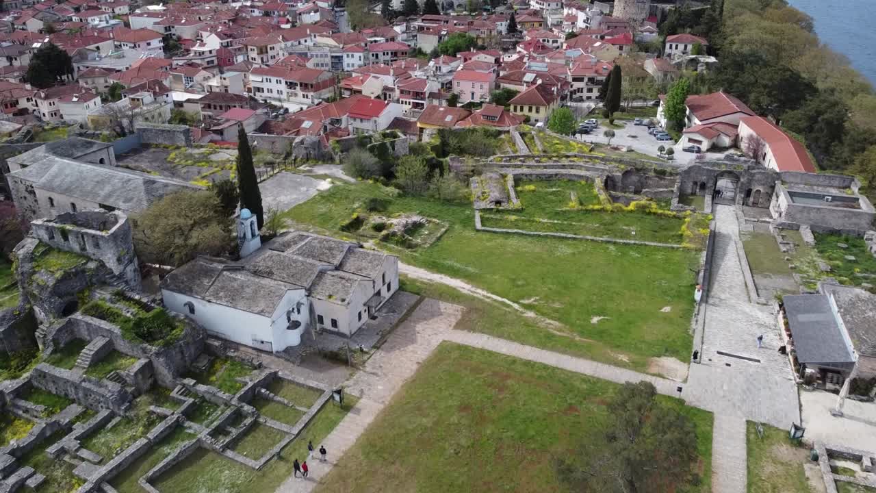 Ioannina Old Town Aerial Bird's Eye View, Historic Castle Town Architecture Ruins, Epirus Greece