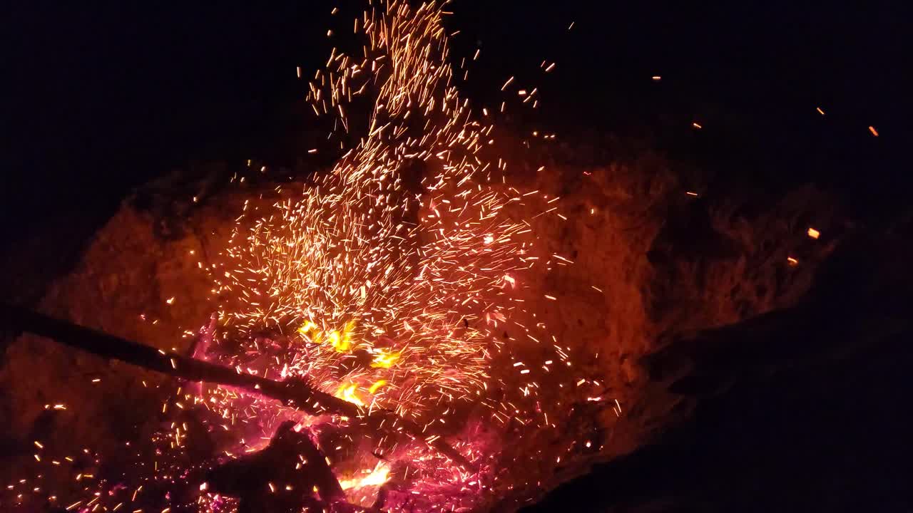 Beach Bonfire at Night