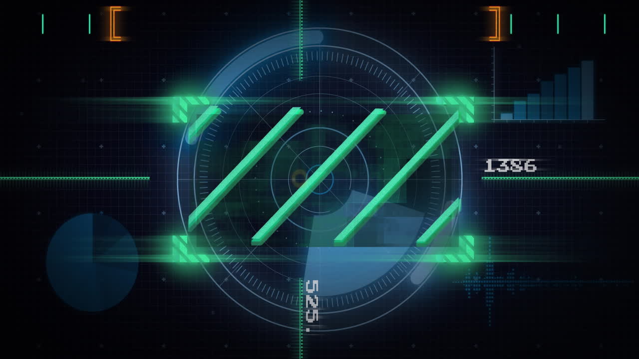 어두운 배경에서 디지털 데이터 처리 및 범위 스캔의 애니메이션