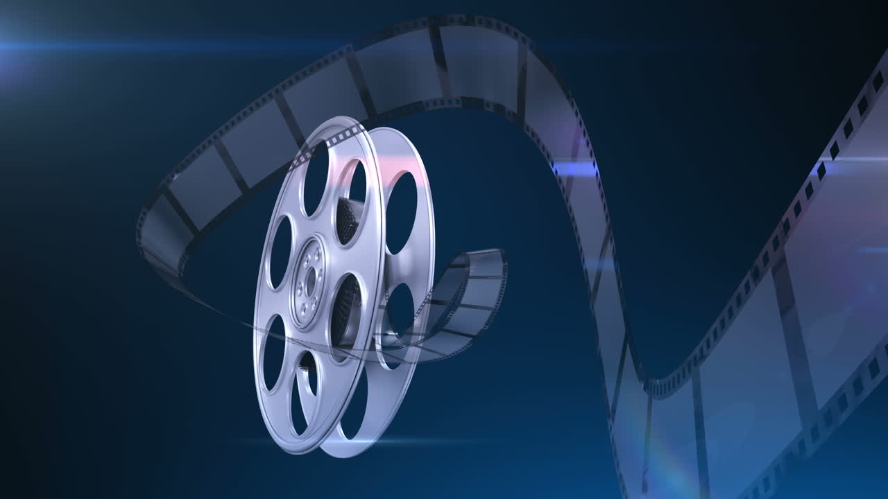 필름 릴에서 굴러 나오는 필름