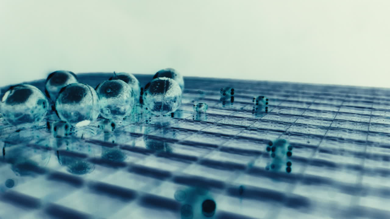 Abstract 3D Illustration of Cells on a Grid