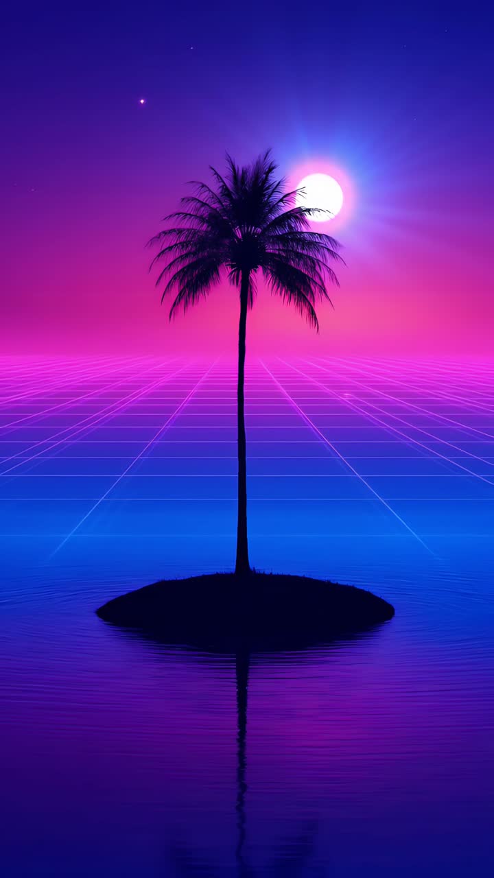 Retro-futuristico Sci-Fi Retrowave Griglia Neon 4K
