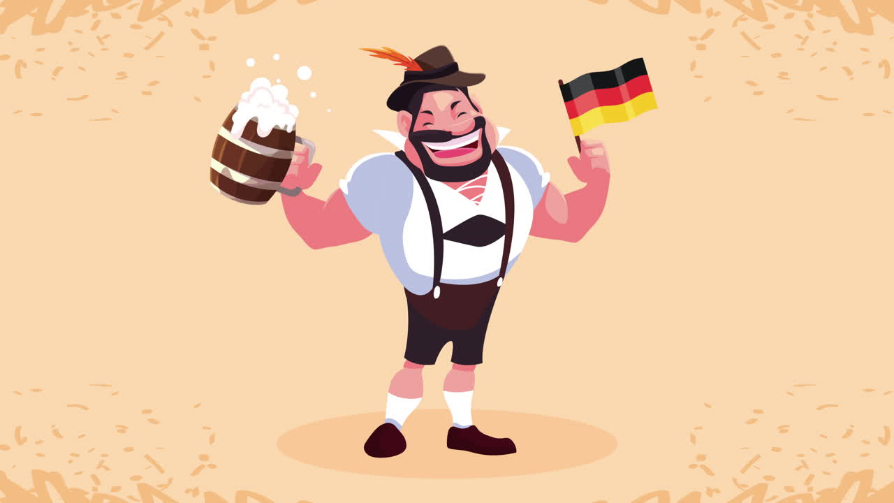 German Celebration with Beer and Flag