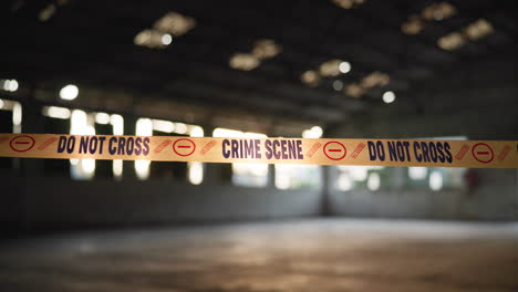 crime scene tape in abandoned building