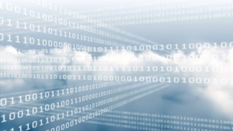 cuadrícula de código binario en el fondo del cielo