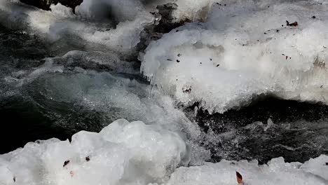 ice banks of stream during winter