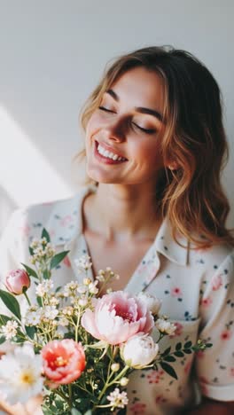mujer con flores