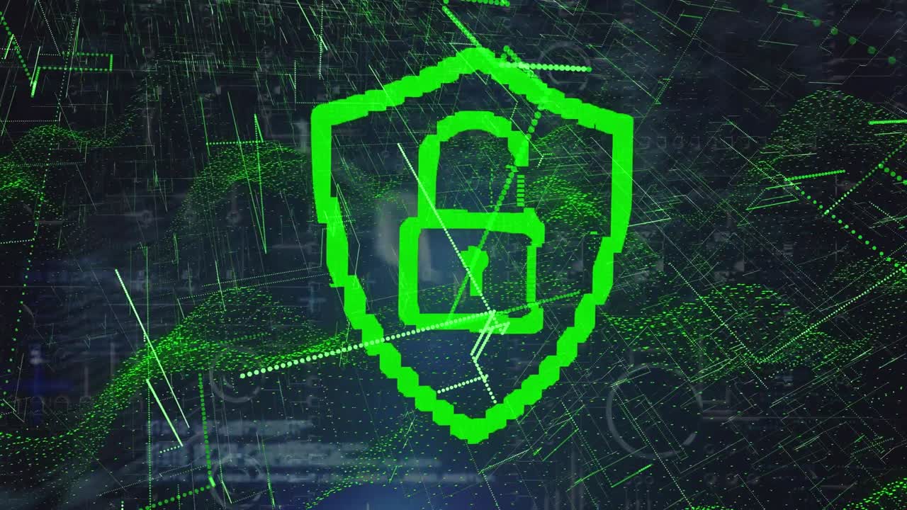 Animación de procesamiento de datos sobre candado