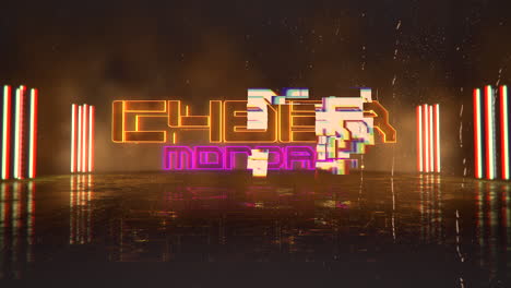 cyber monday with cyberpunk neon light in japan city