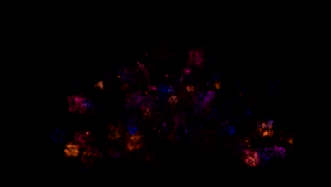 explosión de polvo de colores abstractos en fondo negro en bucle