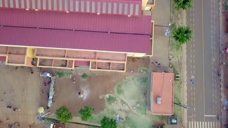 moroto central market in uganda, africa - aerial top down