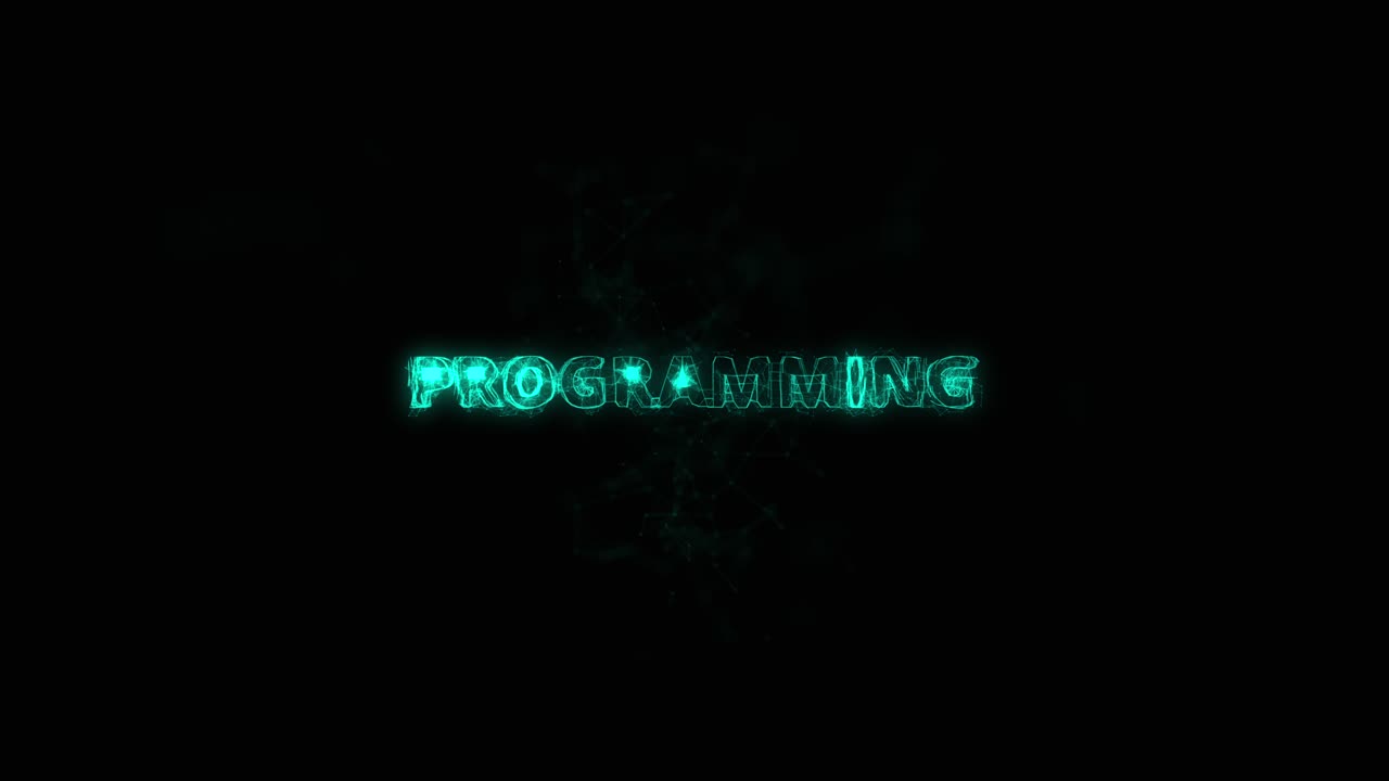 Programming title with plexus effect. Connected lines with dots. Lines title plexus