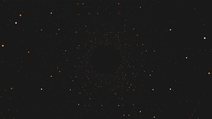 art numérique abstrait fond noir avec des points blancs chevauchés