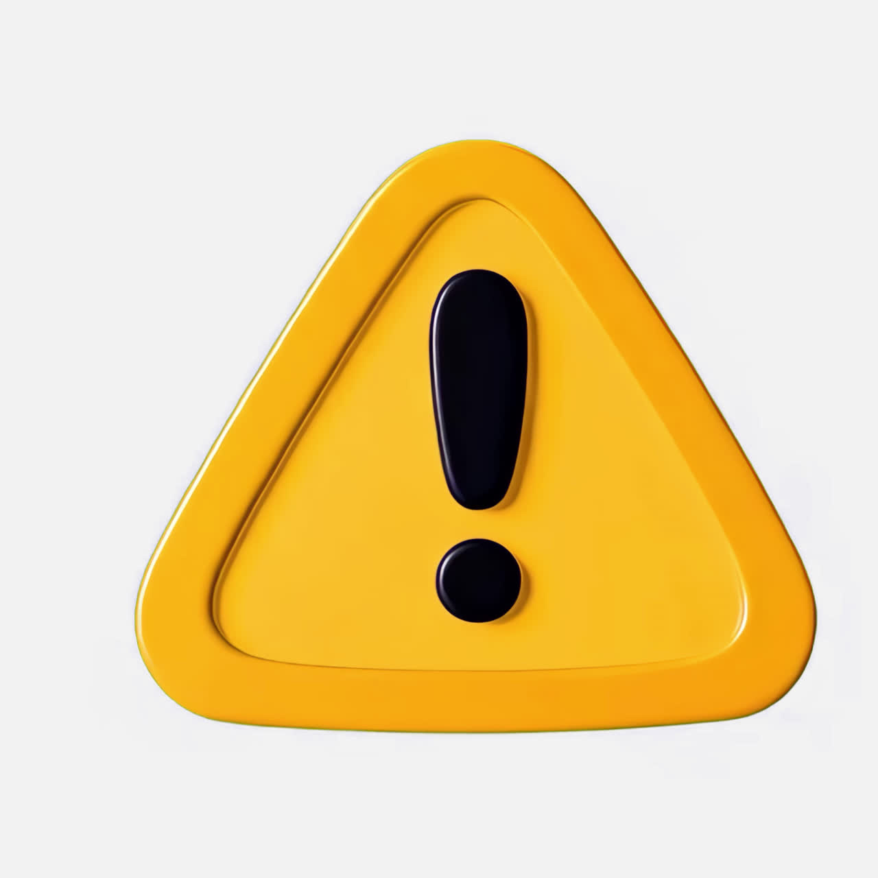 Yellow warning sign icon animation isolated asset, transparent 4K video, alpha channel, ProRes 4444