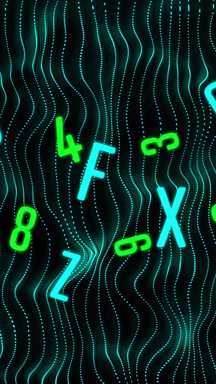 Animation of letters and numbers changing over shapes