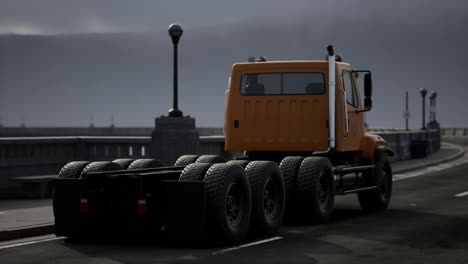 big lorry truck on the bridge