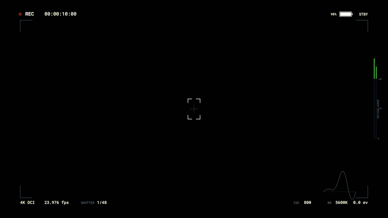 Digital Camera Viewfinder Interface Overlay on Black Background