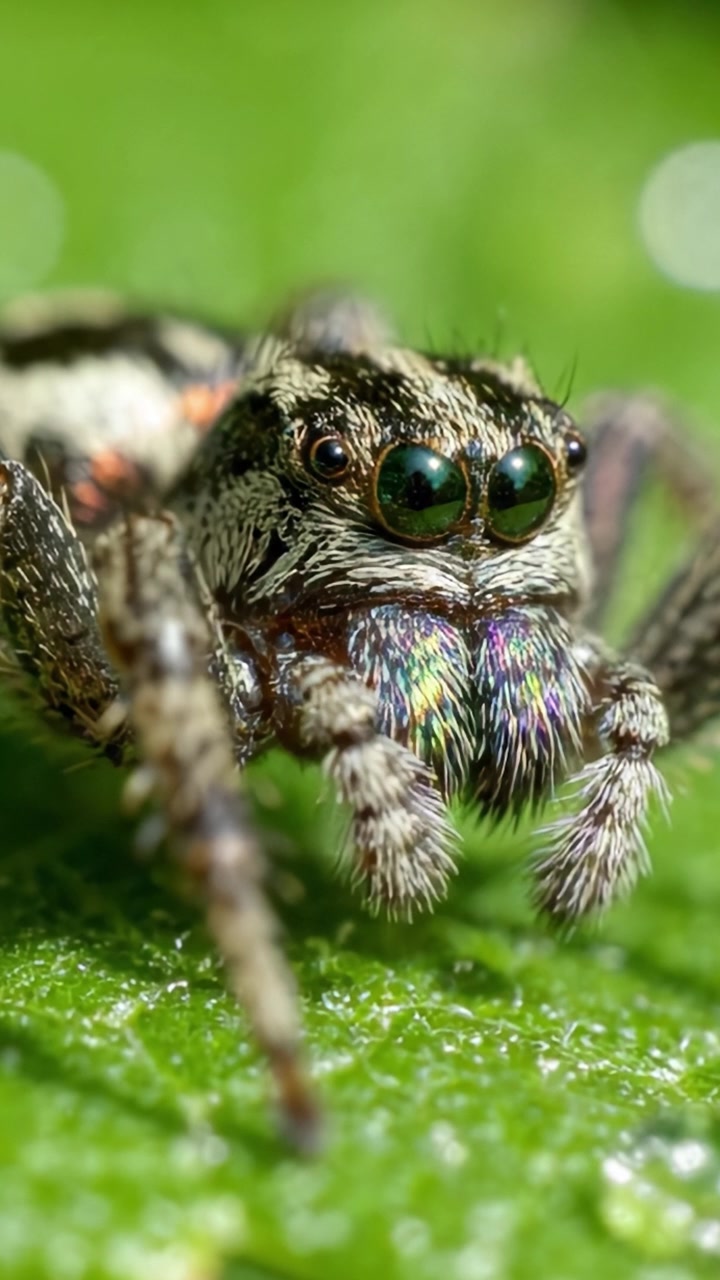 Esplorazione ravvicinata di un ragno saltatore: affascinante fotografia macro che evidenzia le sue caratteristiche uniche e i dettagli intricati.