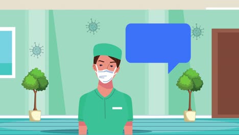 surgeon female doctor using medical mask in the hospital animation