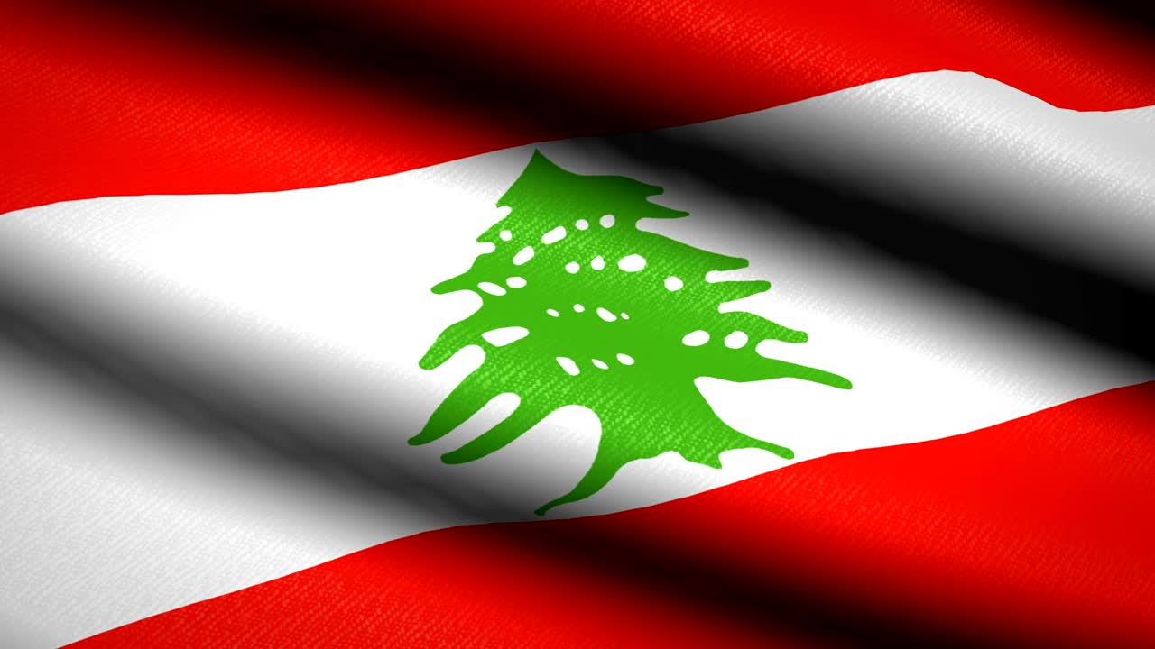 Lebanon Flag Waving Textile Textured Background. Seamless Loop Animation. Full Screen. Slow motion. 4K Video