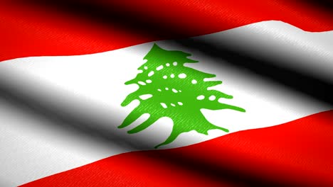 lebanon flag waving textile textured background. seamless loop animation. full screen. slow motion. 4k video