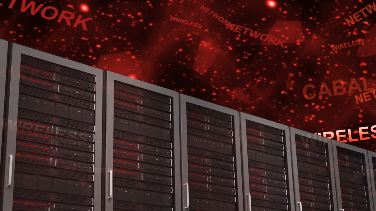 sala de servidores con palabras rojas