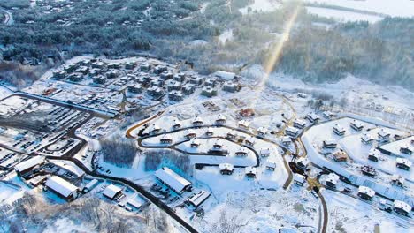 aerial view of a winter construction site