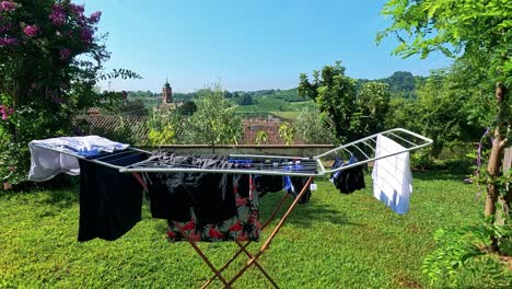 clothes drying in a scenic vineyard setting