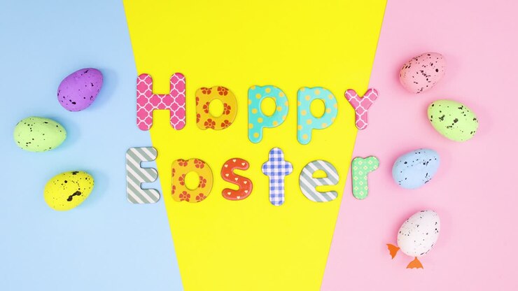 Happy Easter stop motion with moving eggs and title. Stop motion