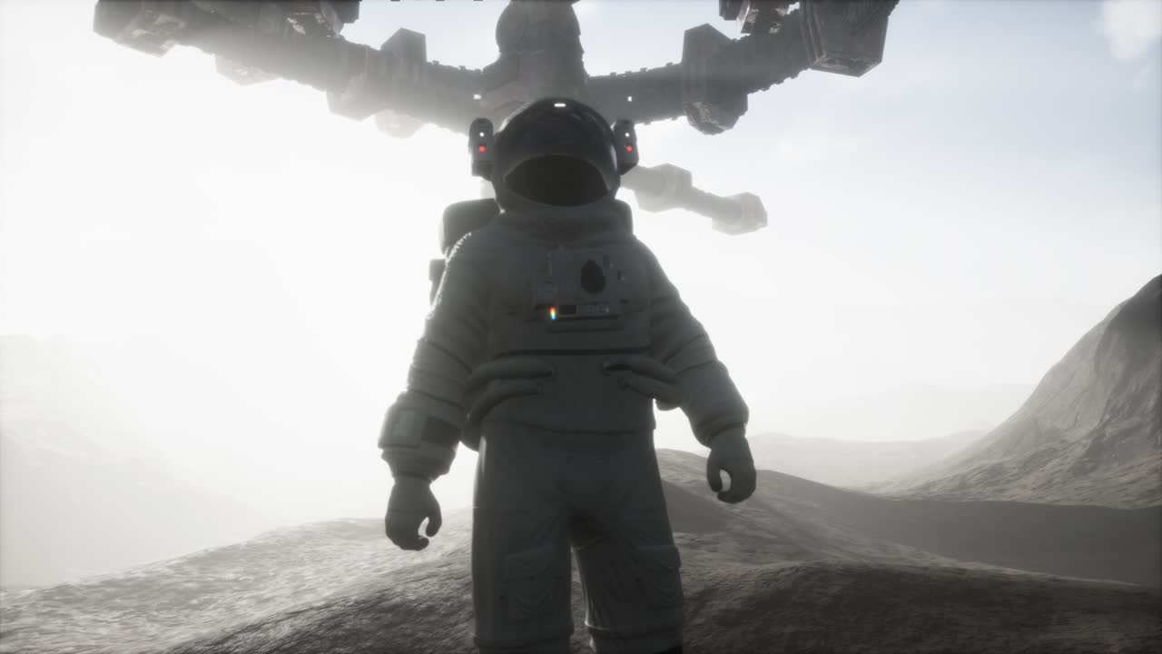 화성 행성을  ⁇ 고 있는 우주비행사