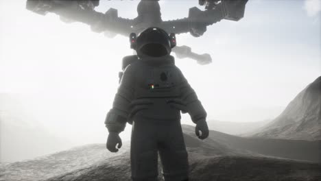 astronaut walking on an mars planet