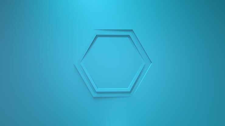 Blaue Business-Animation. Rotation von Sechseckrahmen. 3D-Rendering, Fenster, Schleife, minimalistische Vollfarbe. Salto.