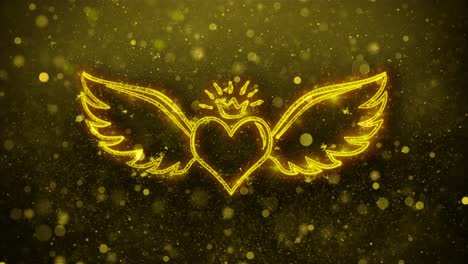 golden heart with wings and crown graphic design