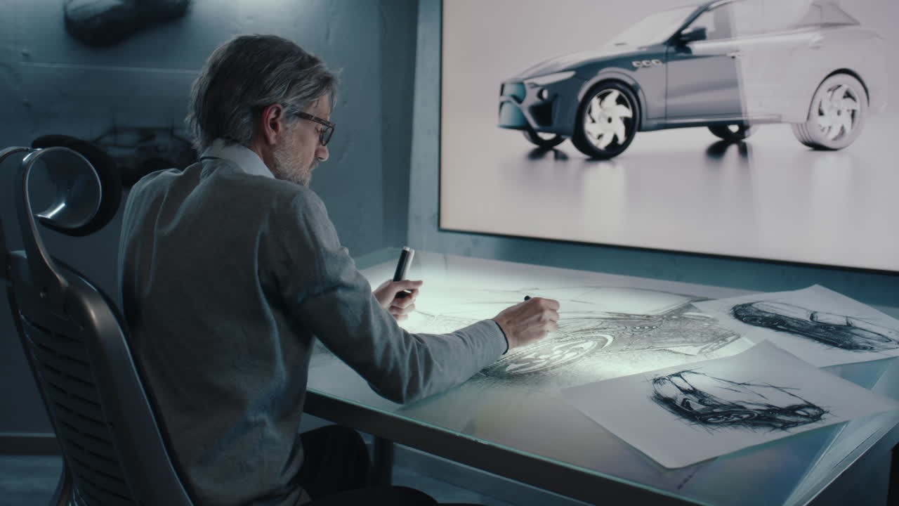 diseñador de coches en el trabajo