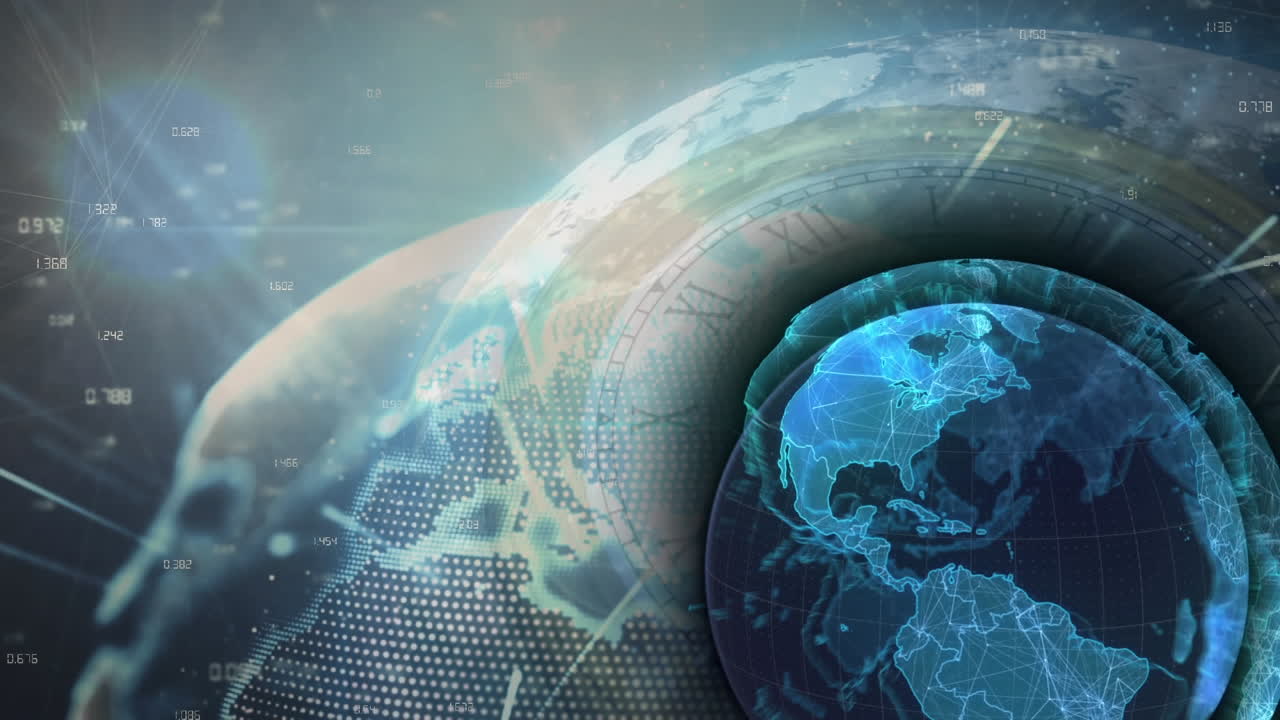 연결 네트워크와 24시간 데이터 처리로 지구의 애니메이션