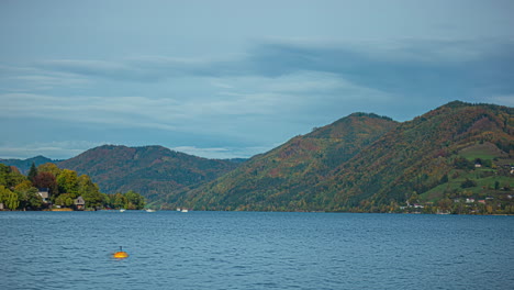 Large-lake-in-Austria-on-an-overcast-day---time-lapse