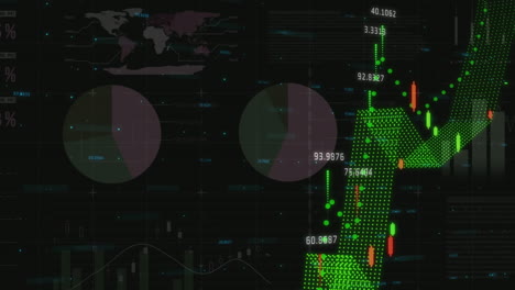 animación del procesamiento de datos sobre un fondo negro