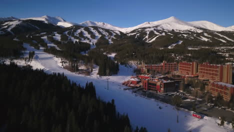 sunrise pan up drone ski resort breckenridge sunset mountain and valleys winter breckenridge sunset ski runs snow winter sunny bluebird pan up christ god people love oct 2018 landscape