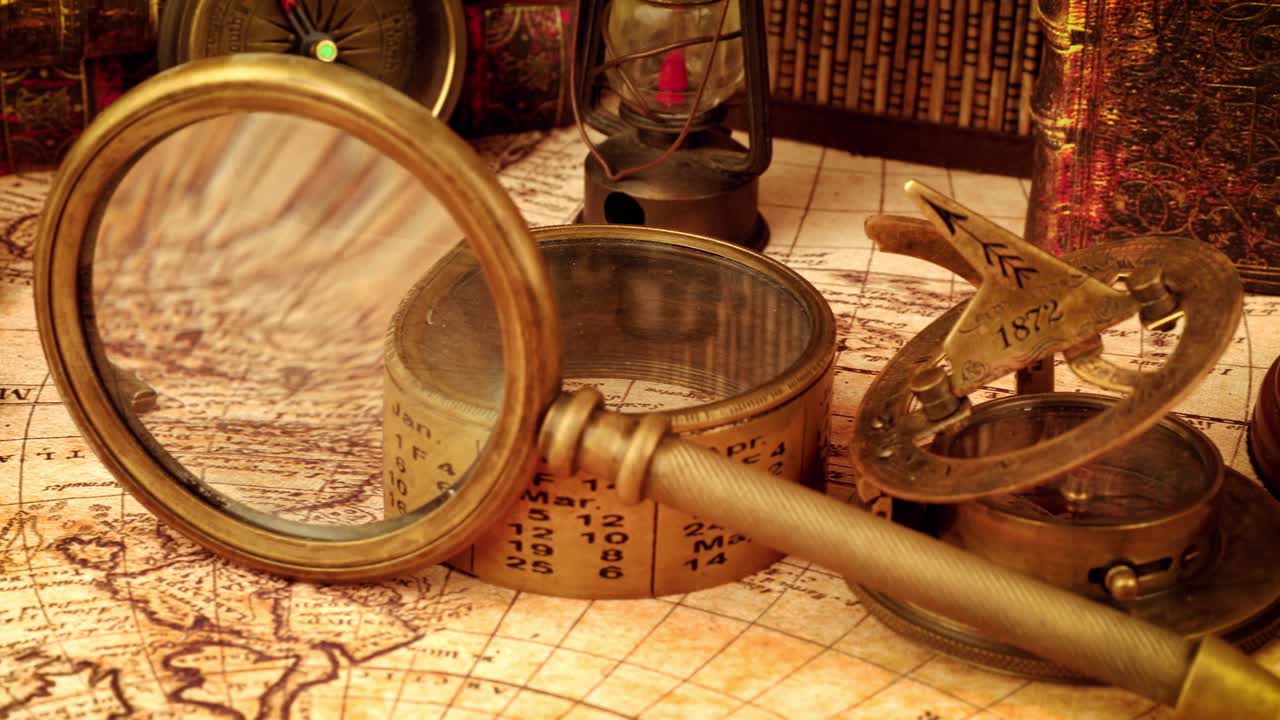 1565년의 오래된 지도에 그려진 빈티지 고정물입니다.