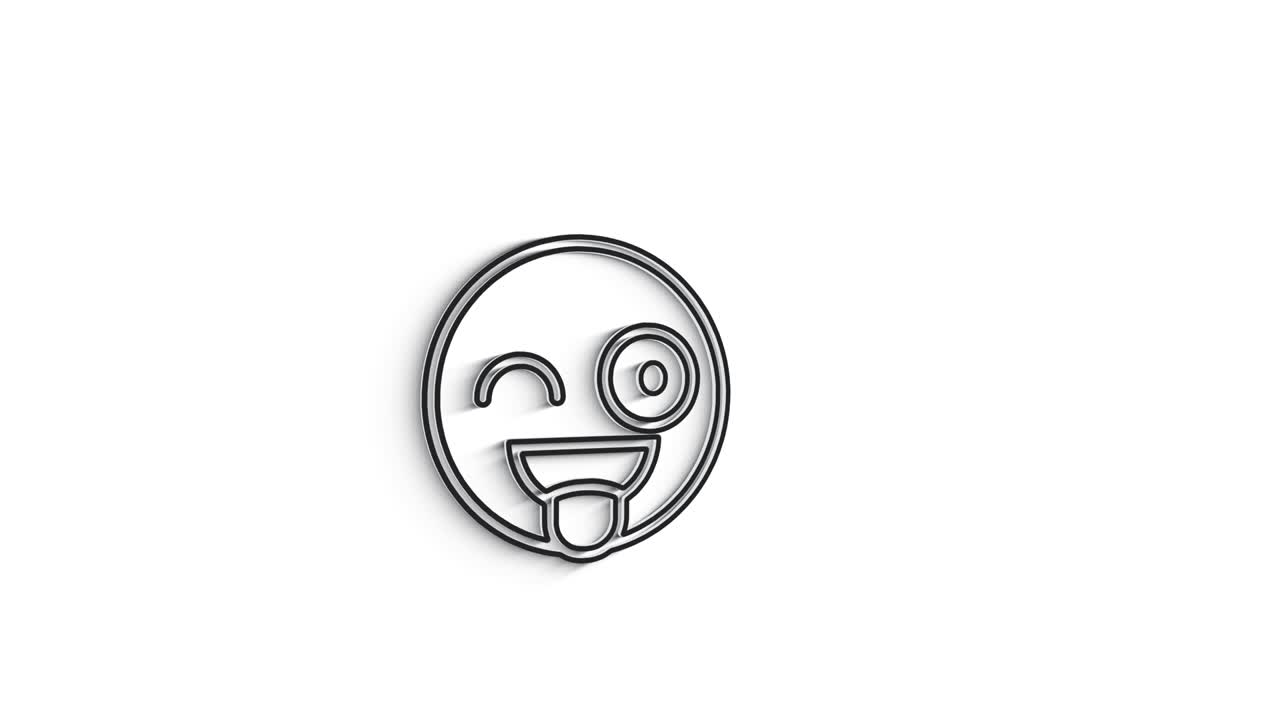 emoticon de icono de línea 3d para animación de texto en fondo blanco.
