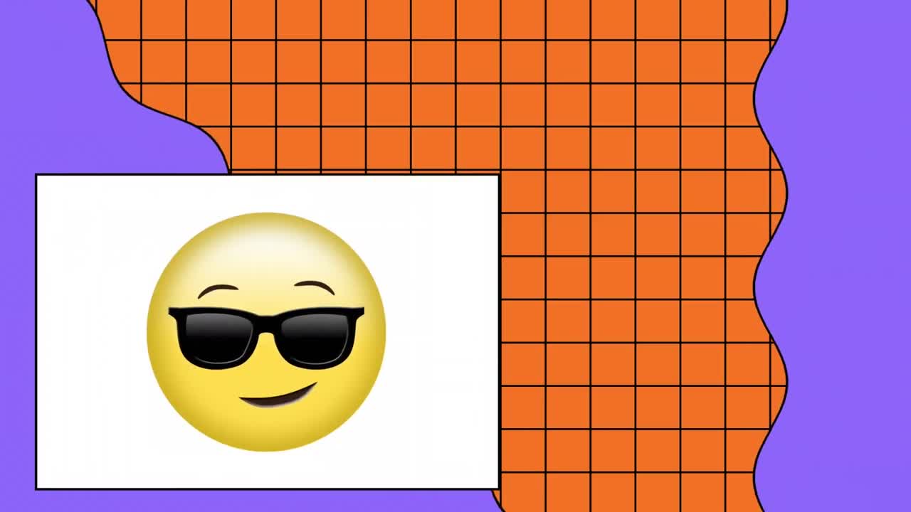 그래픽 배경 위에 선글라스 이모지 애니메이션