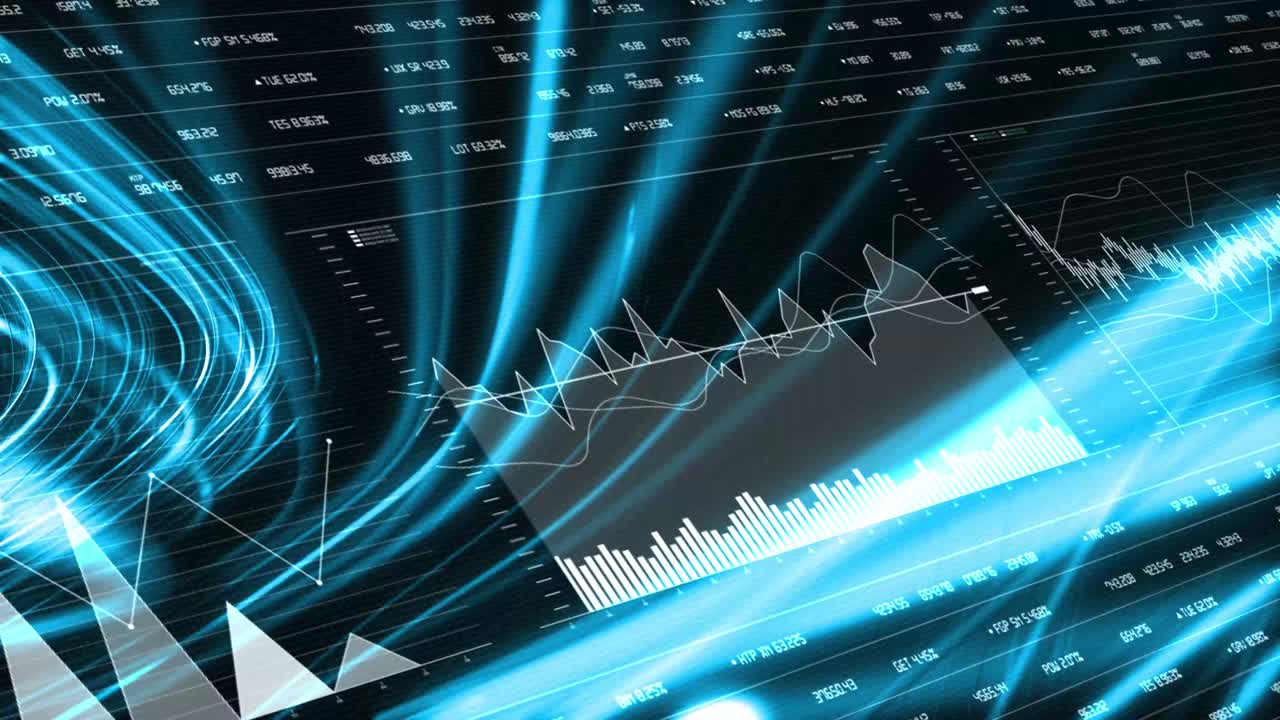 Data and report statistics, animation with graph diagrams.