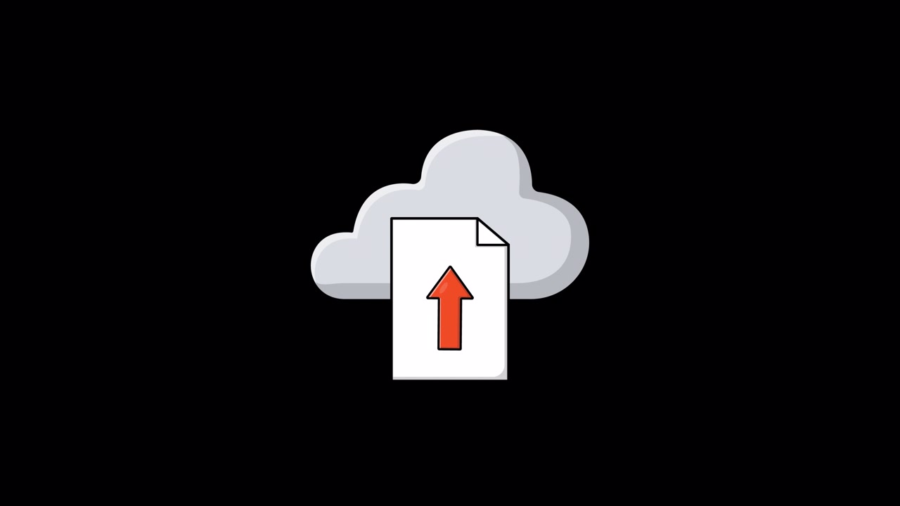 Animated Cloud Upload Icon with Document and Up Arrow