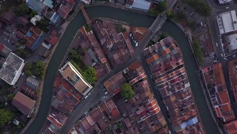 aerial: malacca city in malaysia