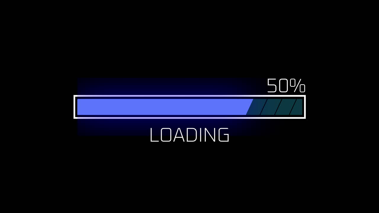Digital Loading Progress Bar Animation on Black Background