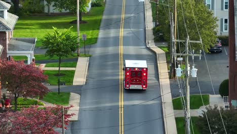 ambulance responding to medical emergency in american town