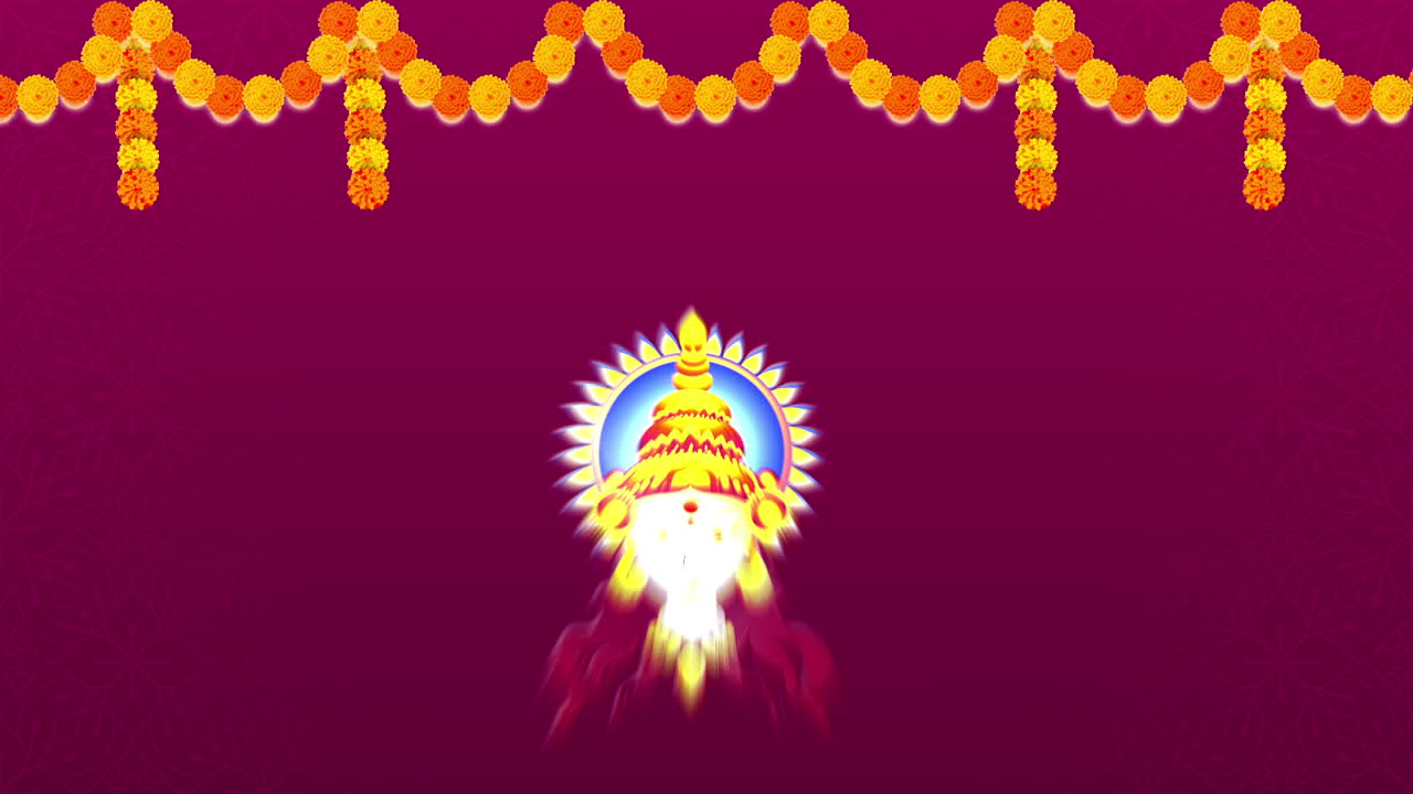 animación de cabeza de diosa navratri feliz sobre fondo tradicional | durga puya